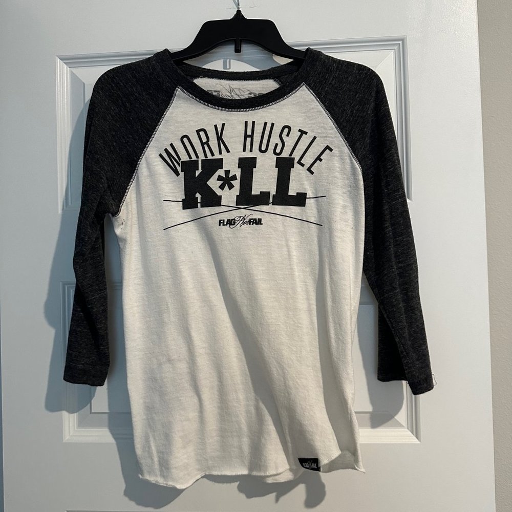 Old School Flag Nor Fail "Work Hustle Kill" Women's Raglan Tee